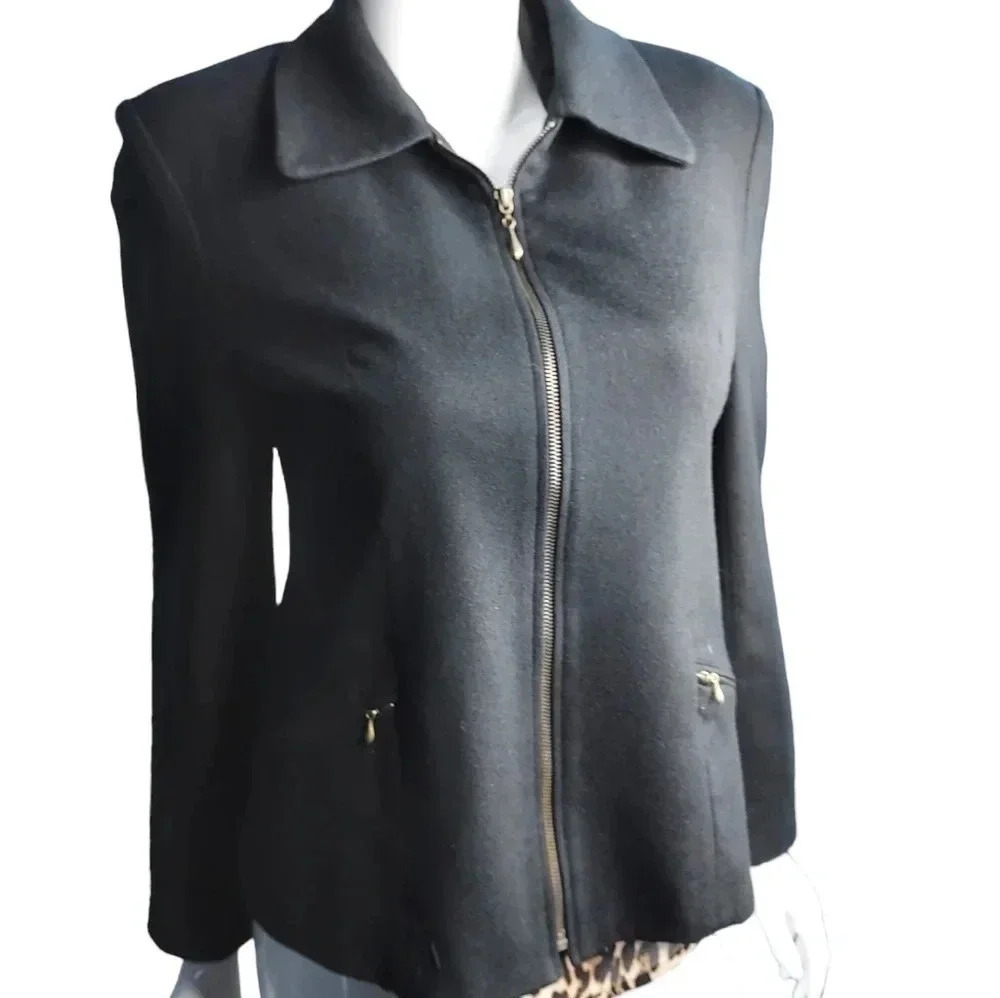 Dumas Womens Blazer 100% Pure Wool Zipper Closure Size 8